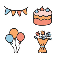 Birthday celebration cake balloon flower party colorful decoration cheerful festive