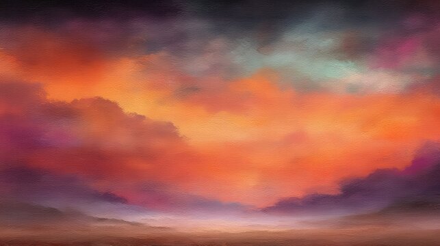 Vibrant abstract sunset with swirling colors and textures.
