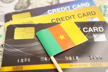 Cameroon flag on credit card, finance economy trading shopping online business.