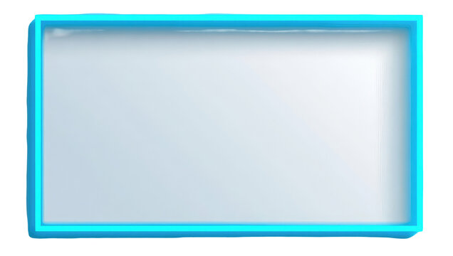 A luminous, rectangular frame glows with a neon-blue light, highlighting a central white, gradient-filled space - Powered by Adobe