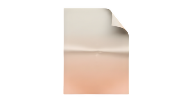 A slightly curled sheet of paper with a gradient from white to peach on a black background