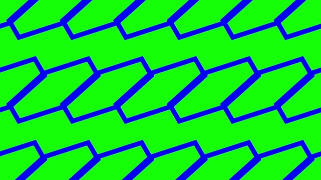 Vibrant abstract geometric pattern featuring interlocking blue lines on a bright green background, creating a dynamic and modern visual texture perfect for digital design