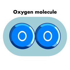 Illustration of Oxygen Molecule with Blue Bubbles