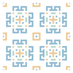 Geometric Tile Pattern in Soft Pastel Blue and Beige