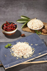 Beihai Dried Sea Shrimp Unsalted Fresh Seafood Ingredient with Chili Peppers Asian Cooking Food Photography