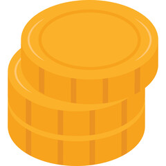 Stack Of Three Gold Coins With A Transparent Background Isolated Illustration