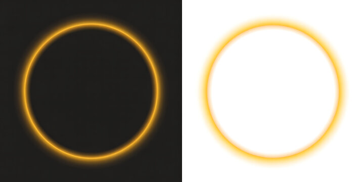 Glowing orange circle on black and white backgrounds