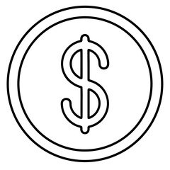 Dollar Sign Icon One-Line Minimalist Outline Vector Design