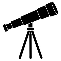 Celestial Exploration Telescope Silhouette Icon for Space and Astronomy Designs
