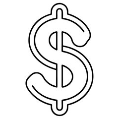 Dollar Sign Icon One-Line Minimalist Outline Vector Design