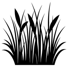 Grass Plant Lawn Silhouette Line Art Vector Illustration for Nature-Themed Designs