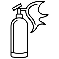 Fire Extinguisher Silhouette Icon Bold Safety Vector in Minimalist One Line Style