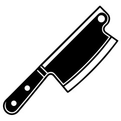 Sharp Meat Cleaver Silhouette Minimal Butcher Icon Vector for Restaurant Branding