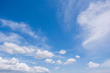 clear blue sky background,clouds with background, Blue sky background with tiny clouds. White fluffy clouds in the blue sky. 