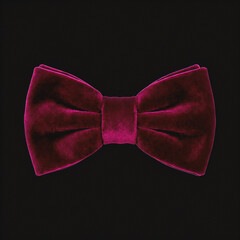 Velvet bow tie in deep burgundy color on black background  
