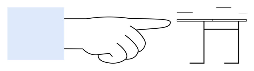 Human hand pointing towards a simple, linear staircase suggesting direction, progress, goal-setting, decision-making, leadership, guidance, clarity and motivation. Ideal for simplicity