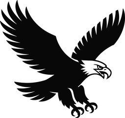 Fototapeta premium Majestic bald eagle in flight with wings spread wide in a fierce pose