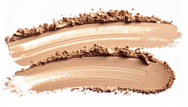 Beige powder makeup swipe with rough edges