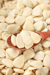 Blanched Almonds in Wooden Spoon - Healthy Nuts Ingredient