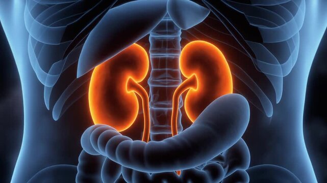 Human Kidneys Anatomy Highlighted 3D Medical Visualization