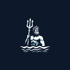 Poseidon God Trident Logo