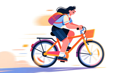 Fototapeta premium College student cycling illustration