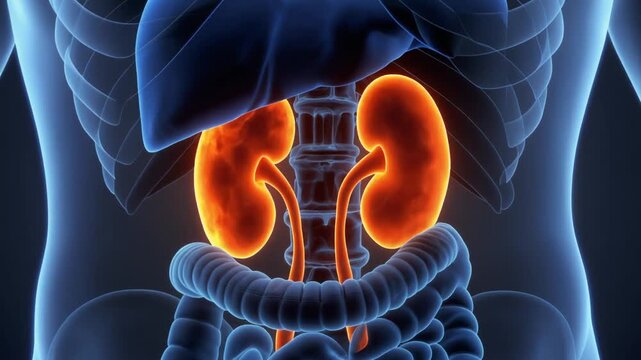 Kidneys and Internal Organs Human Anatomy 3D Render Medical Diagram