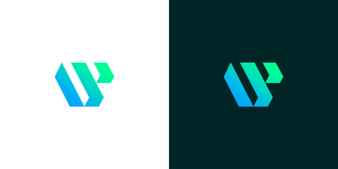 Abstract geometric logo design with two color options, representing innovation and technology
