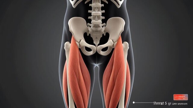 Human Quadriceps Muscle Group and Skeletal System 3D Anatomy Illustration
