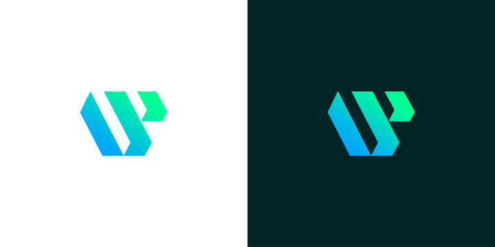 Abstract geometric logo design with two color options, representing innovation and technology