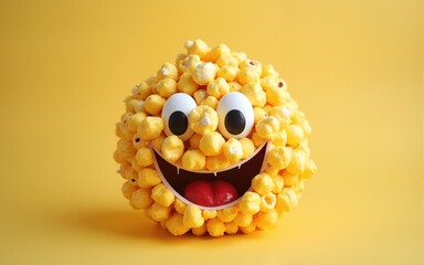 Playful popcorn smiley face delight a fun snack creation for joyful moments. High quality