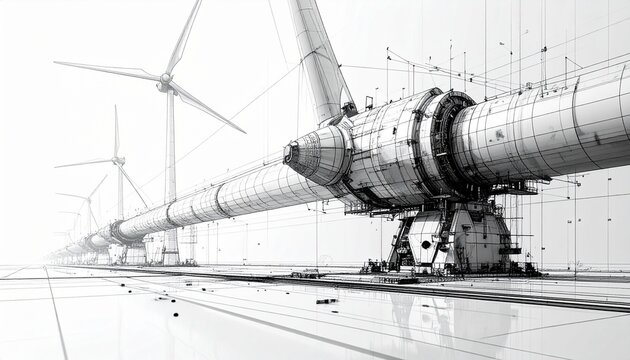 Futuristic Wind Turbine Industrial Concept Sketch