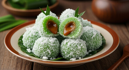Klepon &ndash; Traditional Indonesian Sweet Rice Cake with Palm Sugar