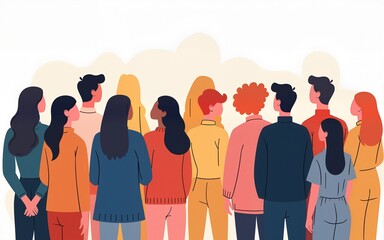Abstract illustration of a group of people standing together. High quality