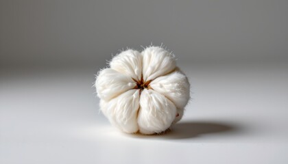 A single cotton ball sitting in front of it, giving the impression that it's multiplying itself. The cotton ball appears soft and fluffy with its white fibers