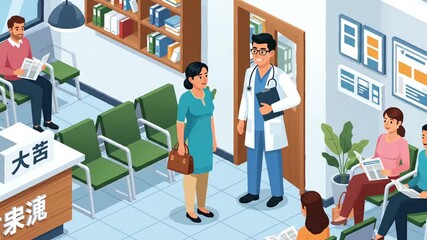 Doctor consulting patient in a waiting room setting
