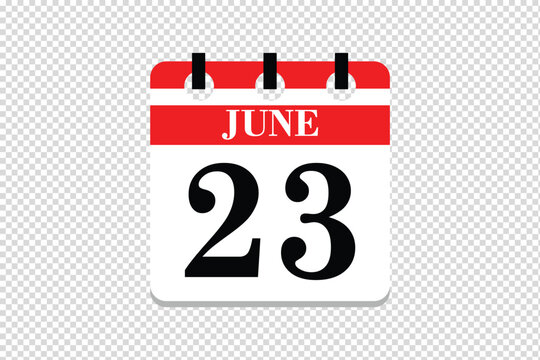 23 June Calendar icon vector, 23 dates of June month calendar icon, dates of June 23 icon calendar, vector calendar icon.
