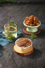 Traditional Chinese Ginseng and Herbal Medicine with Red Sugar Tablets and Tea