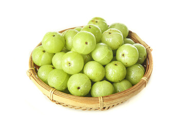 Fresh Green Fruits in Woven Bamboo Basket Studio Still Life Photography