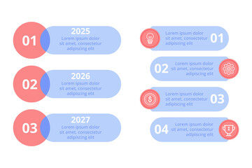 Infographic set highlighting various future trends from 2025 to 2027. Key themes and concepts presented through simple graphics and clear labels for easy understanding
