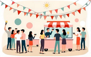 Ice Cream Social Illustration. High quality
