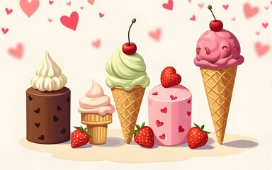 Ice Cream Social Illustration. High quality