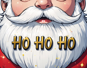 Close-up Illustration of Santa Clause Saying &ldquo;Ho Ho Ho,&rdquo; Generative AI
