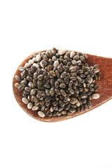 Chia Seeds from Mexico in Wooden Spoon - Superfood for Diet and Meal Replacement