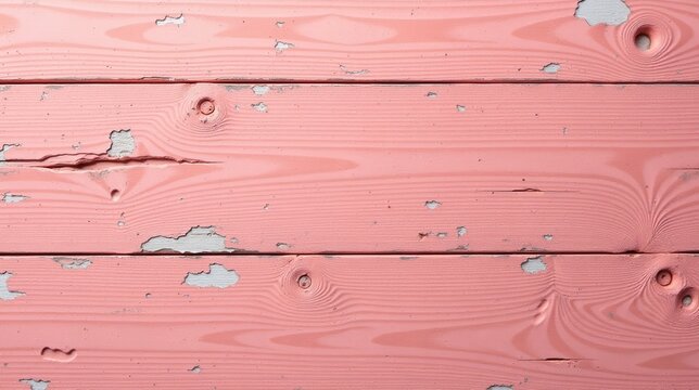 A Distressed Pink Wooden Plank Surface Texture with Knots and Peeling Paint