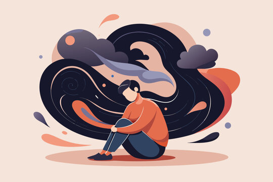 Overwhelmed and alone, a young person grapples with mental health challenges, seeking solace and understanding, embodying resilience and a need for support