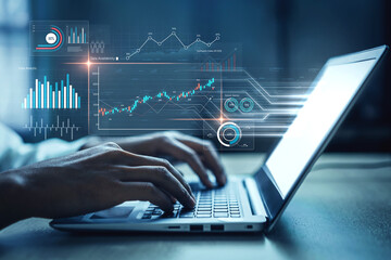 Data analytics dashboard with charts, indicators, and performance metrics, reveals trends, data...