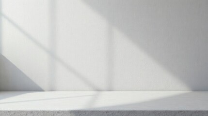 Minimalist Interior Scene Sunlight Illuminates a Simple White Surface Against a Textured Wall