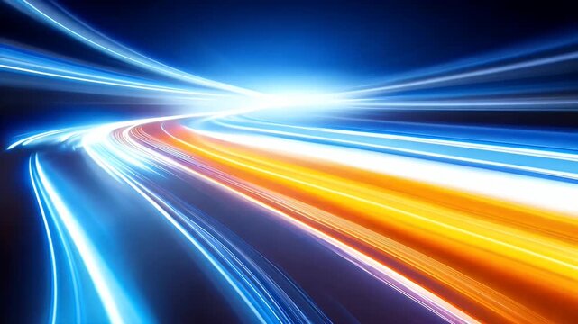 Abstract Light Trails with Vibrant Colors Creating Dynamic Motion in a Night Scene