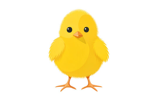 A cute yellow chick standing on a white background